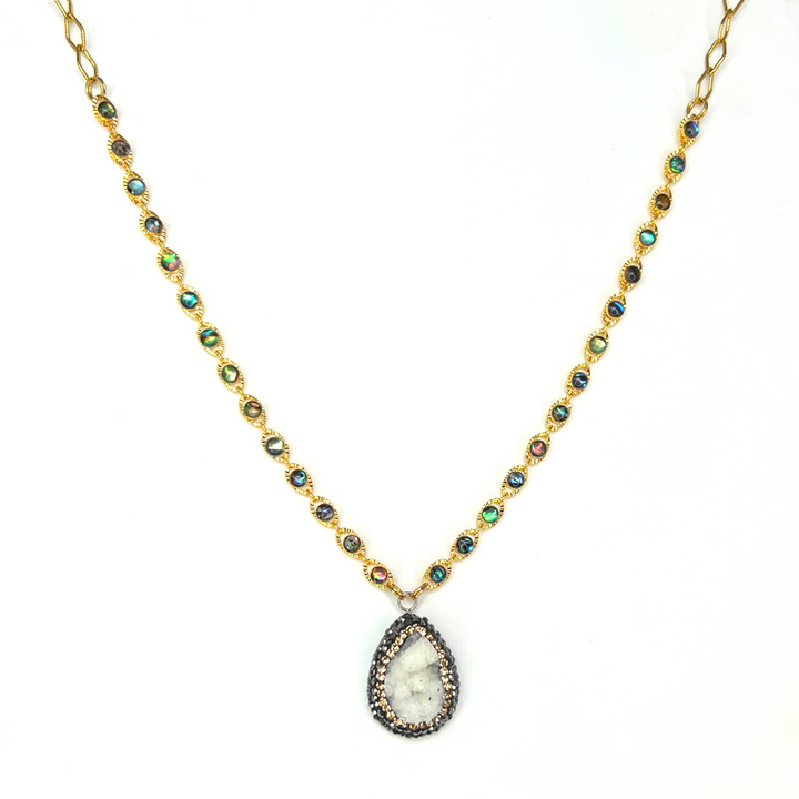 White Druzy & Crystal Pave Necklace
