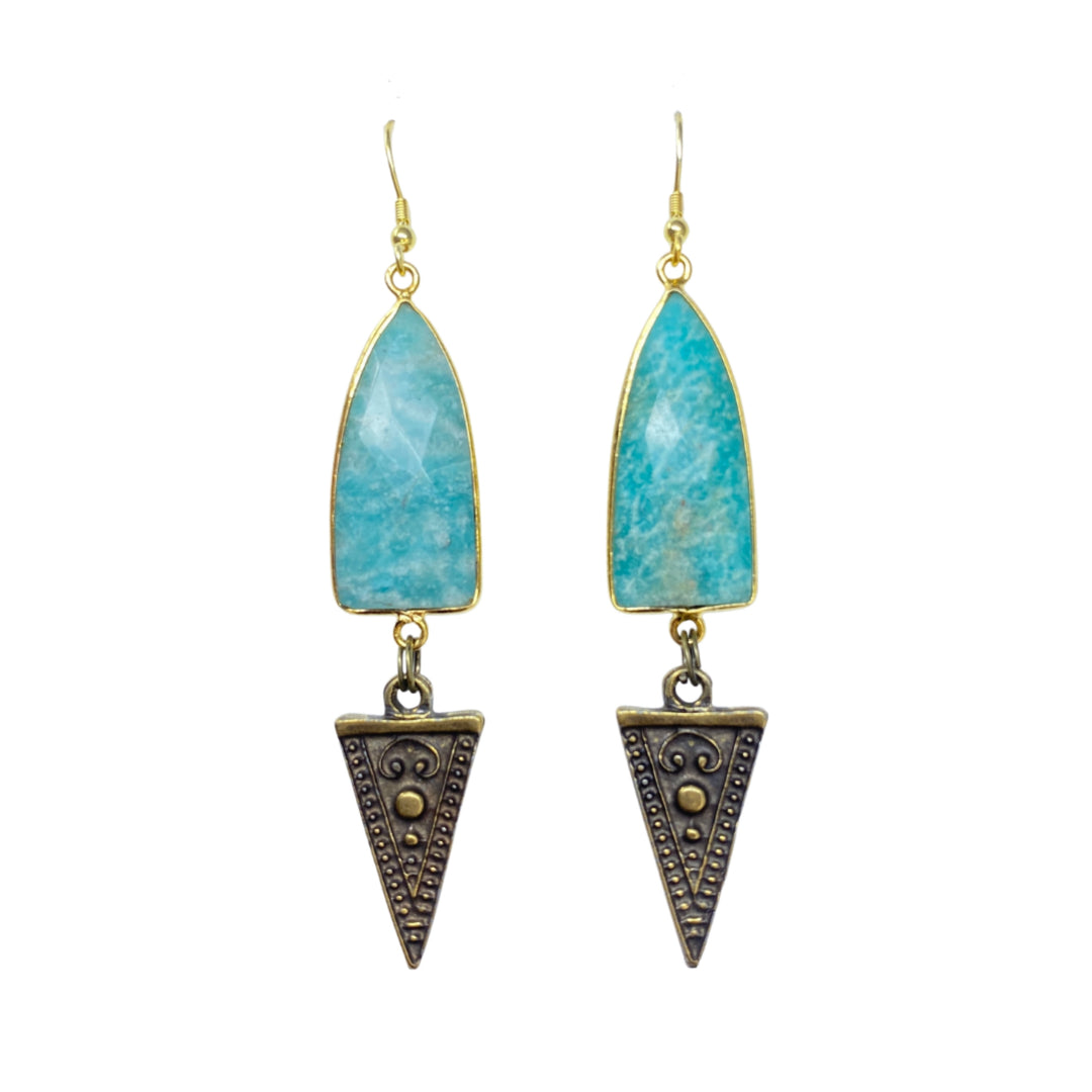Bronze Malechite Alhena Spike Earrings