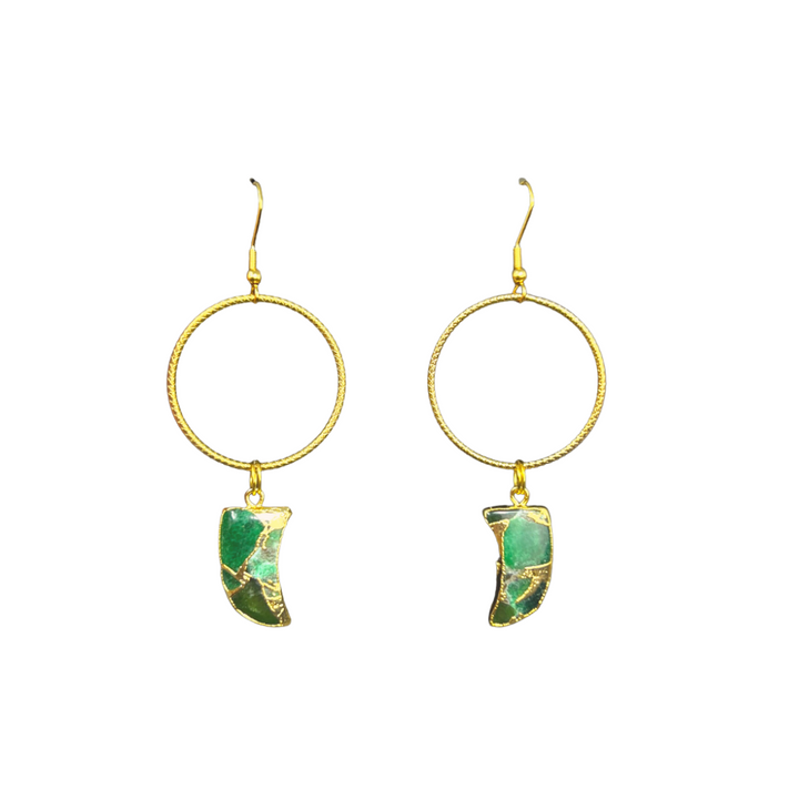 Green Jade Shark Tooth Earrings