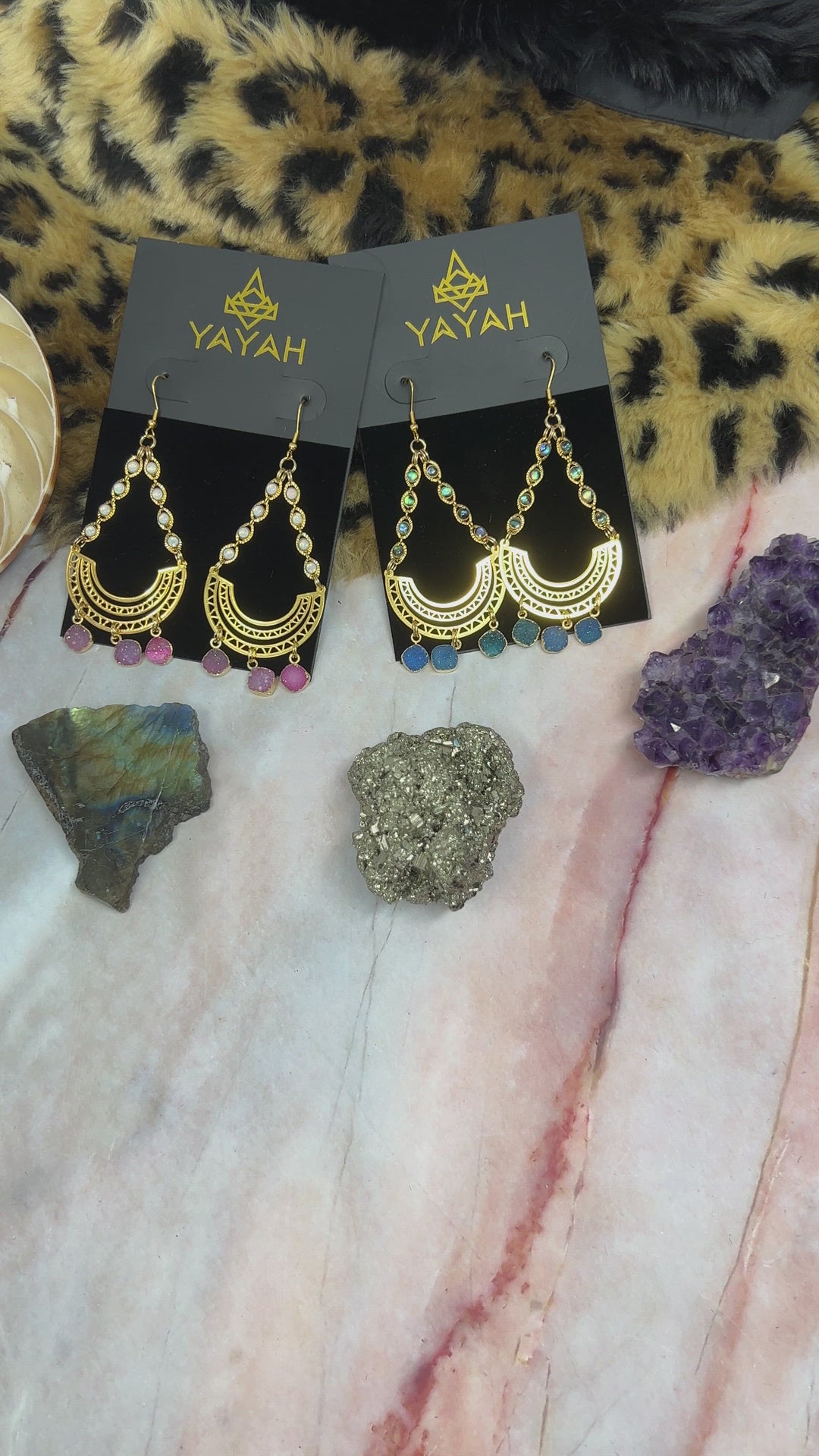 Triple Blue Druzy Abalone Earrings