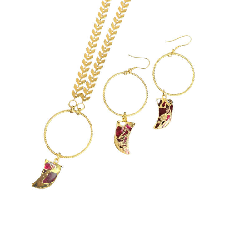 Red Jade Shark Tooth Shape Earrings