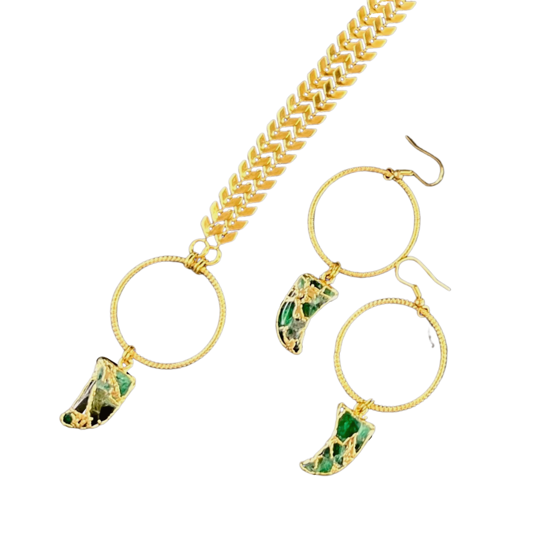 Green Jade Shark Tooth Shape Necklace