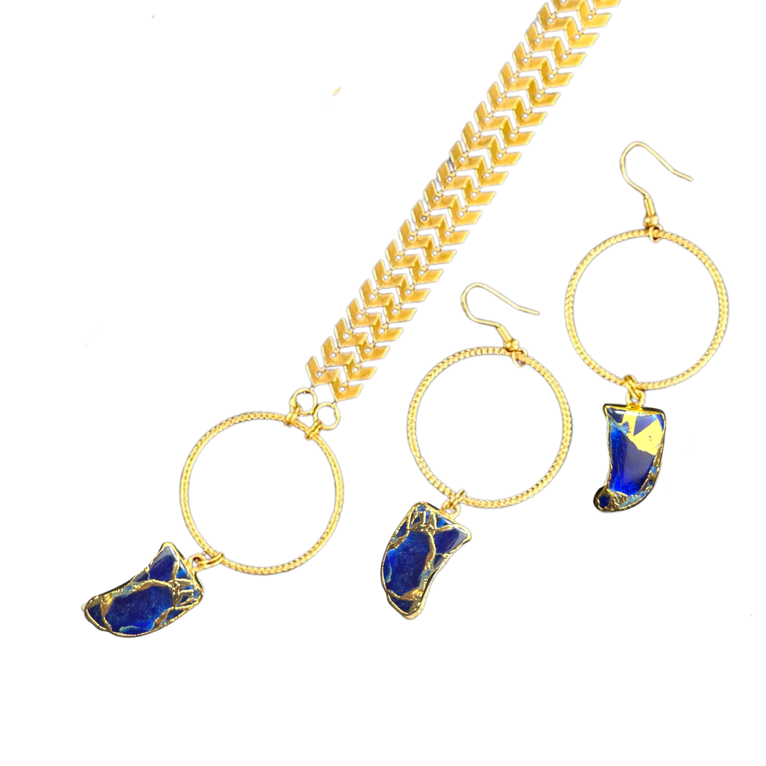 Blue Jade Shark Tooth Earrings
