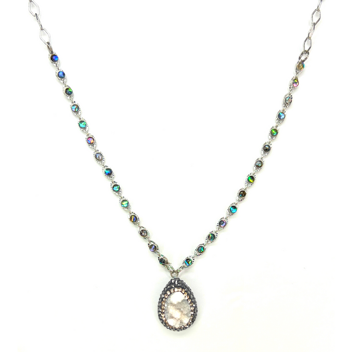 White Druzy & Crystal Pave Necklace