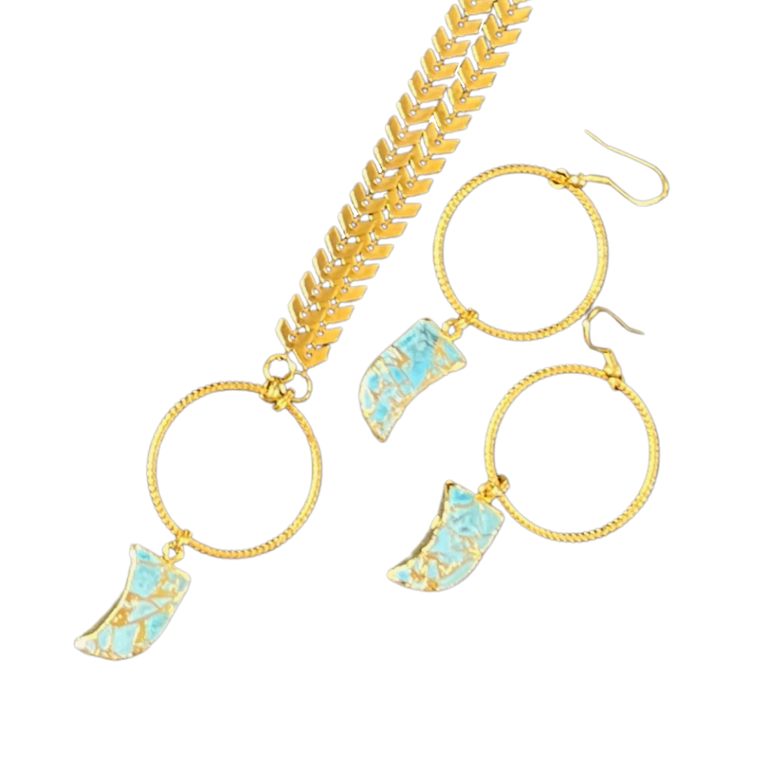 Turquoise Shark Tooth Shape Earrings