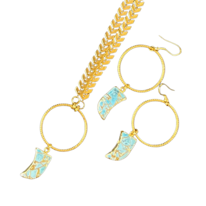 Turquoise Shark Tooth Shape Earrings