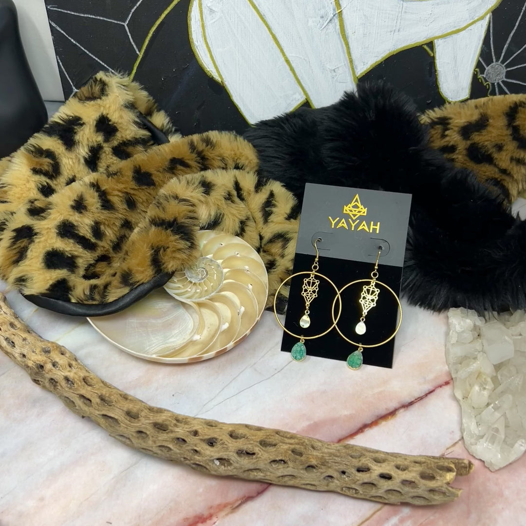 Shell & Druzy Hoop Sefirot Earrings