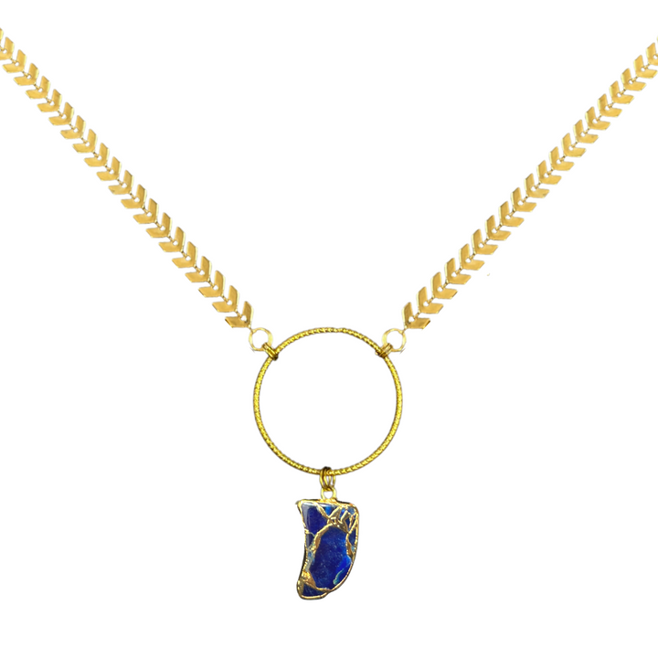 Blue Jade Shark Tooth Shape Necklace