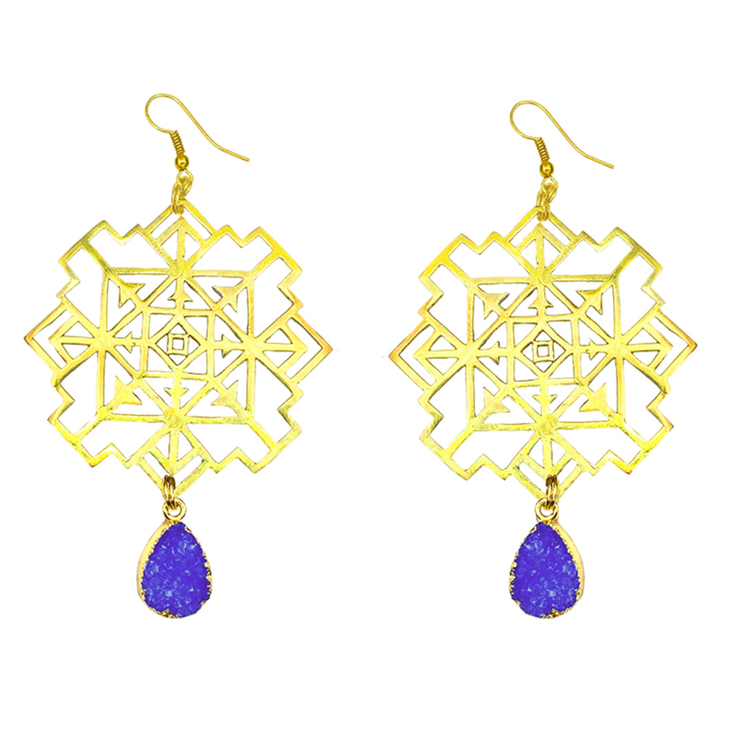 Royal Arrow Maze Druzy Earrings