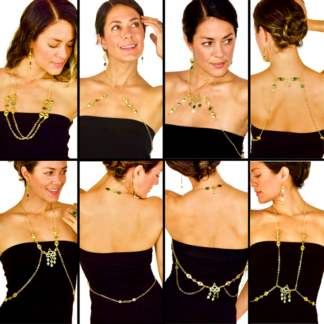 Jet Black Abalone & Druzy Lion Body Chain