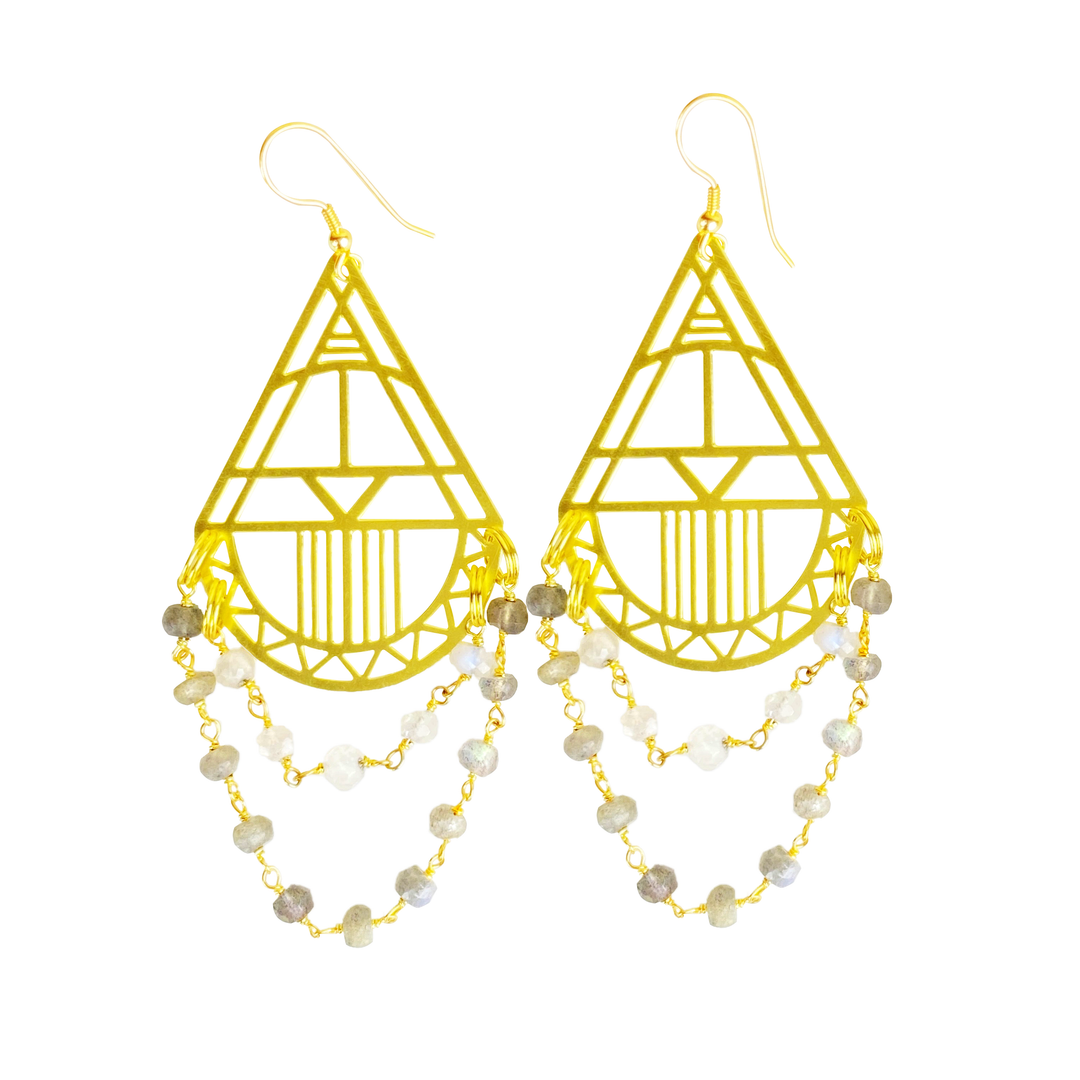 Ethnic Triangles Beaded Earrings - yayahdesigns