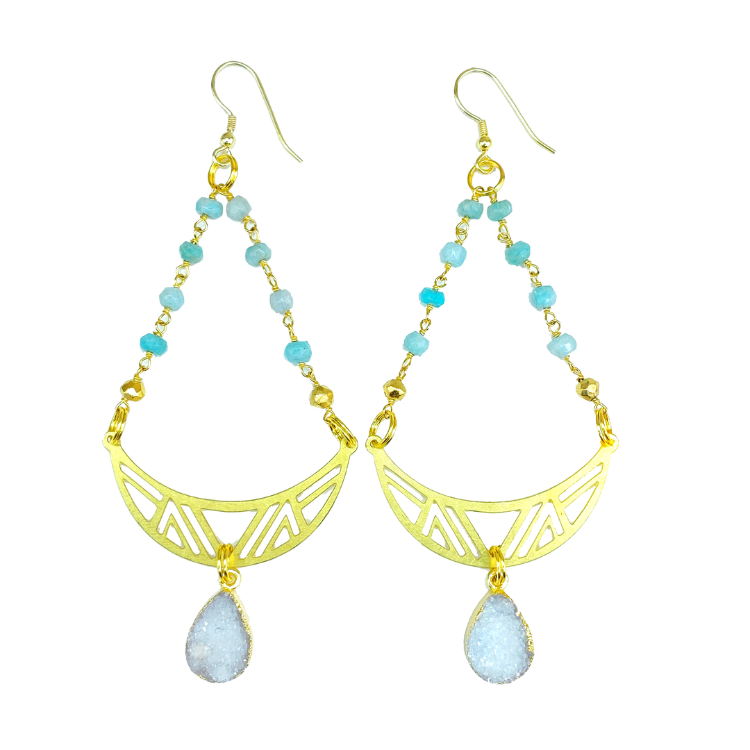 Moon Phase Filigree Beaded Earrings - yayahdesigns