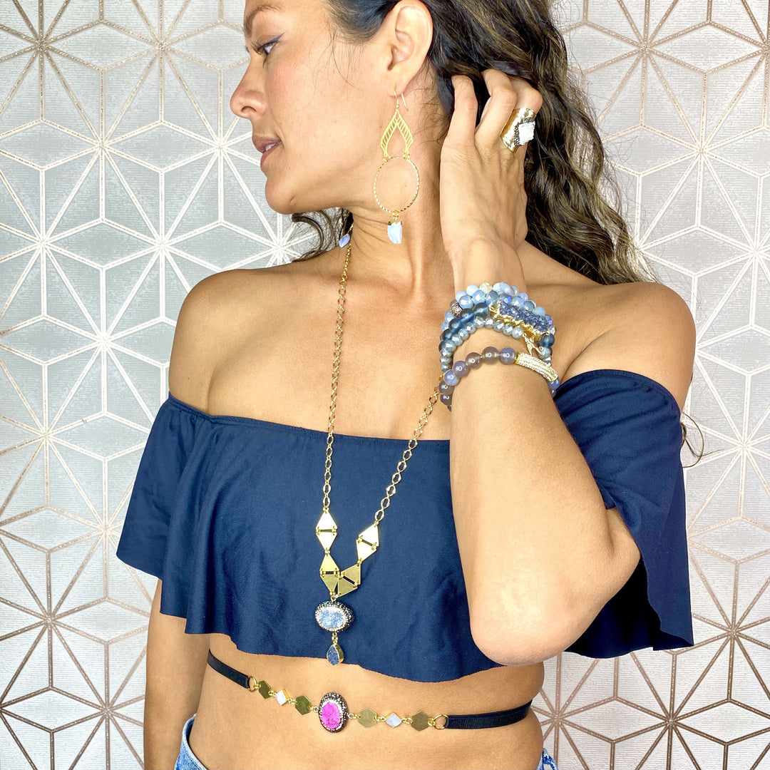 Striped Agate Albali Hoop Earrings