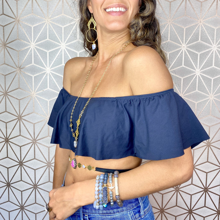 Striped Agate Albali Hoop Earrings