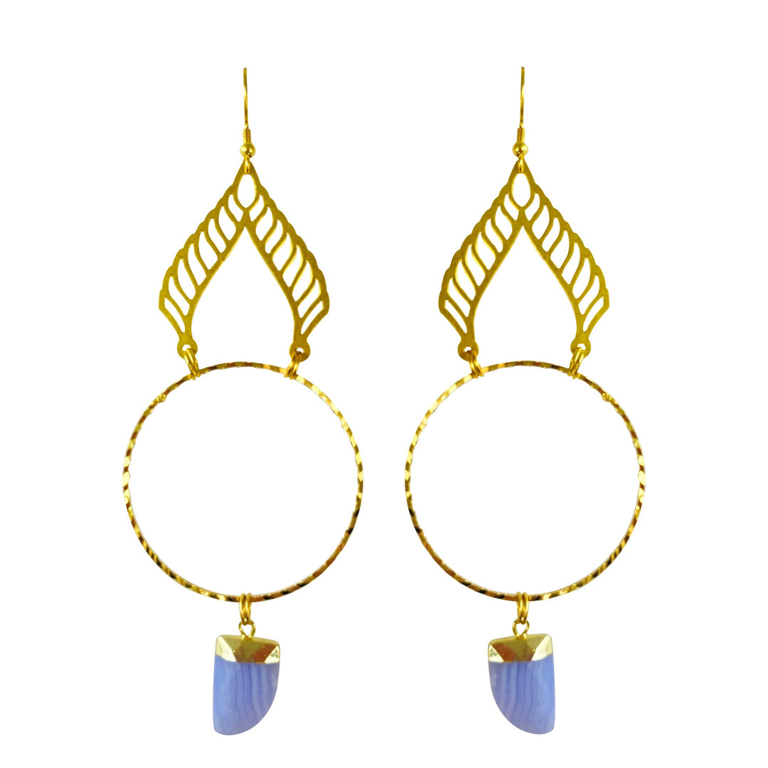 Blue Lace Agate Albali Hoop Earrings