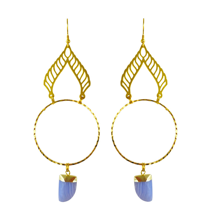 Blue Lace Agate Albali Hoop Earrings