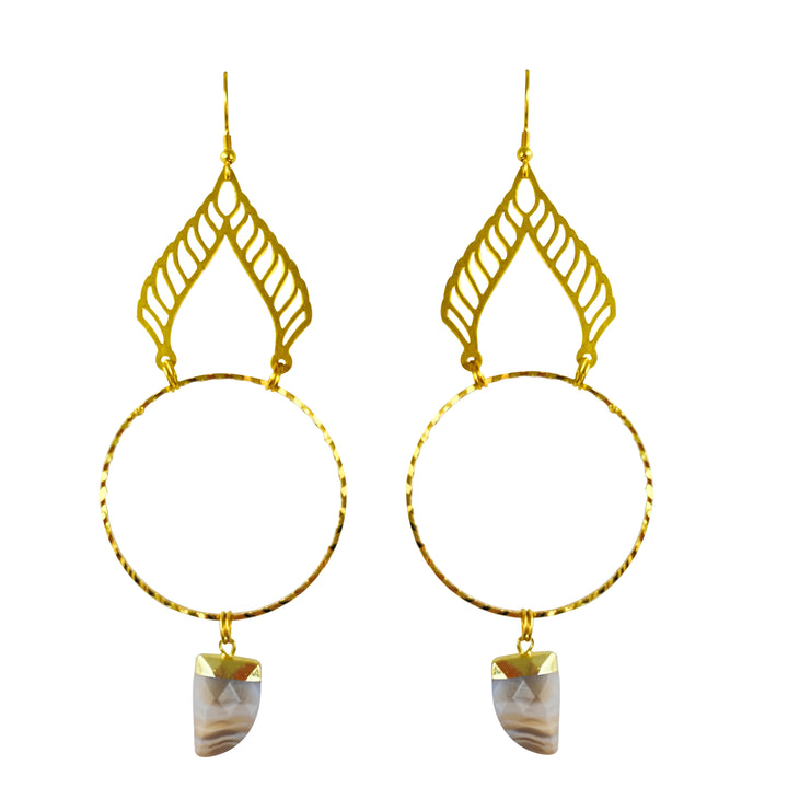 Striped Agate Albali Hoop Earrings