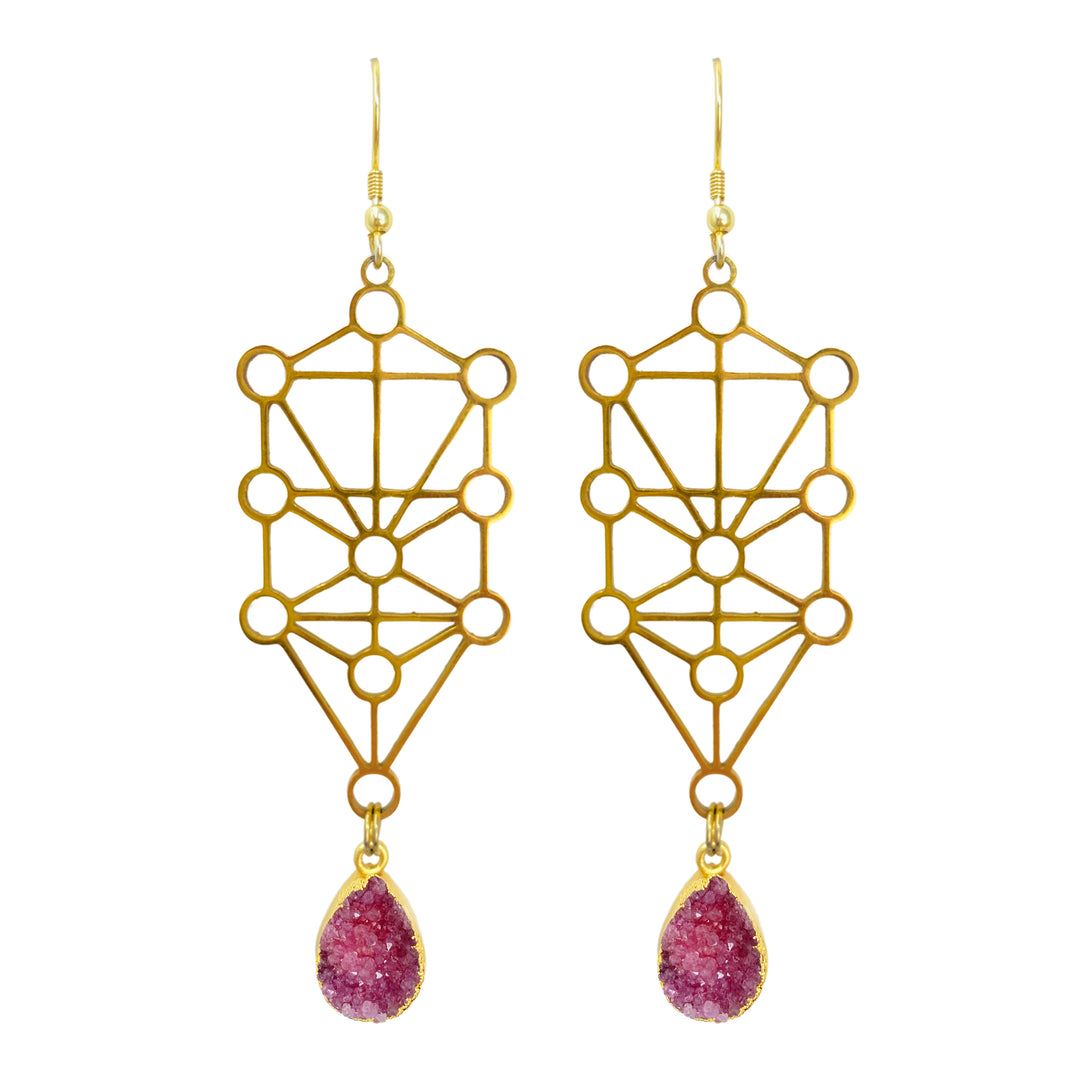 Crimson Gold Sefirot Earrings