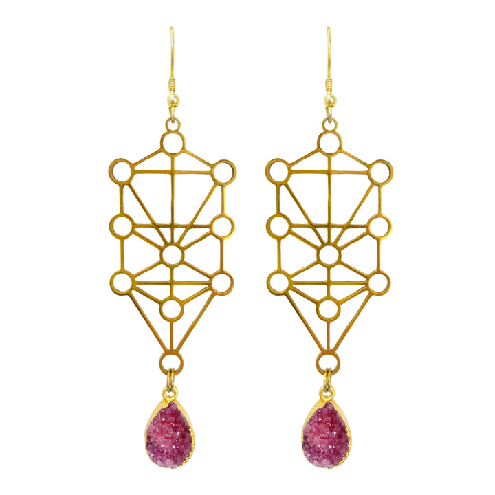Crimson Gold Sefirot Earrings