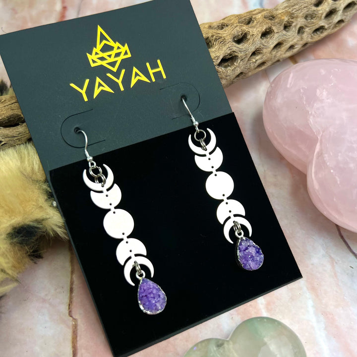 Lavender Steel Moon Miram Earrings