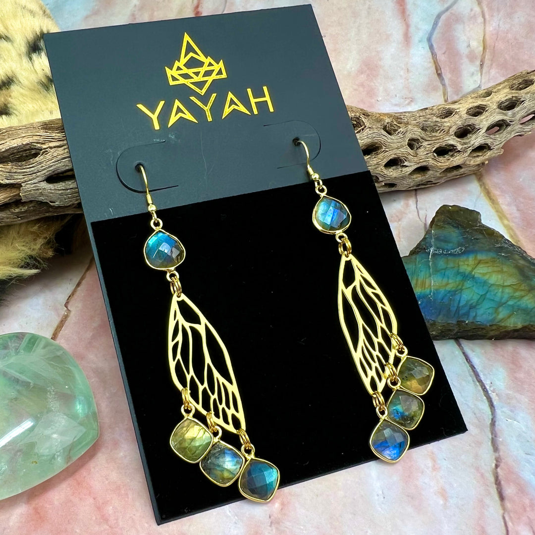 Lesuth Labradorite Wing Earrings
