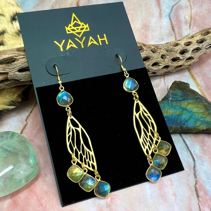 Lesuth Labradorite Wing Earrings