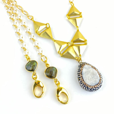 White Druzy Zeta Necklace