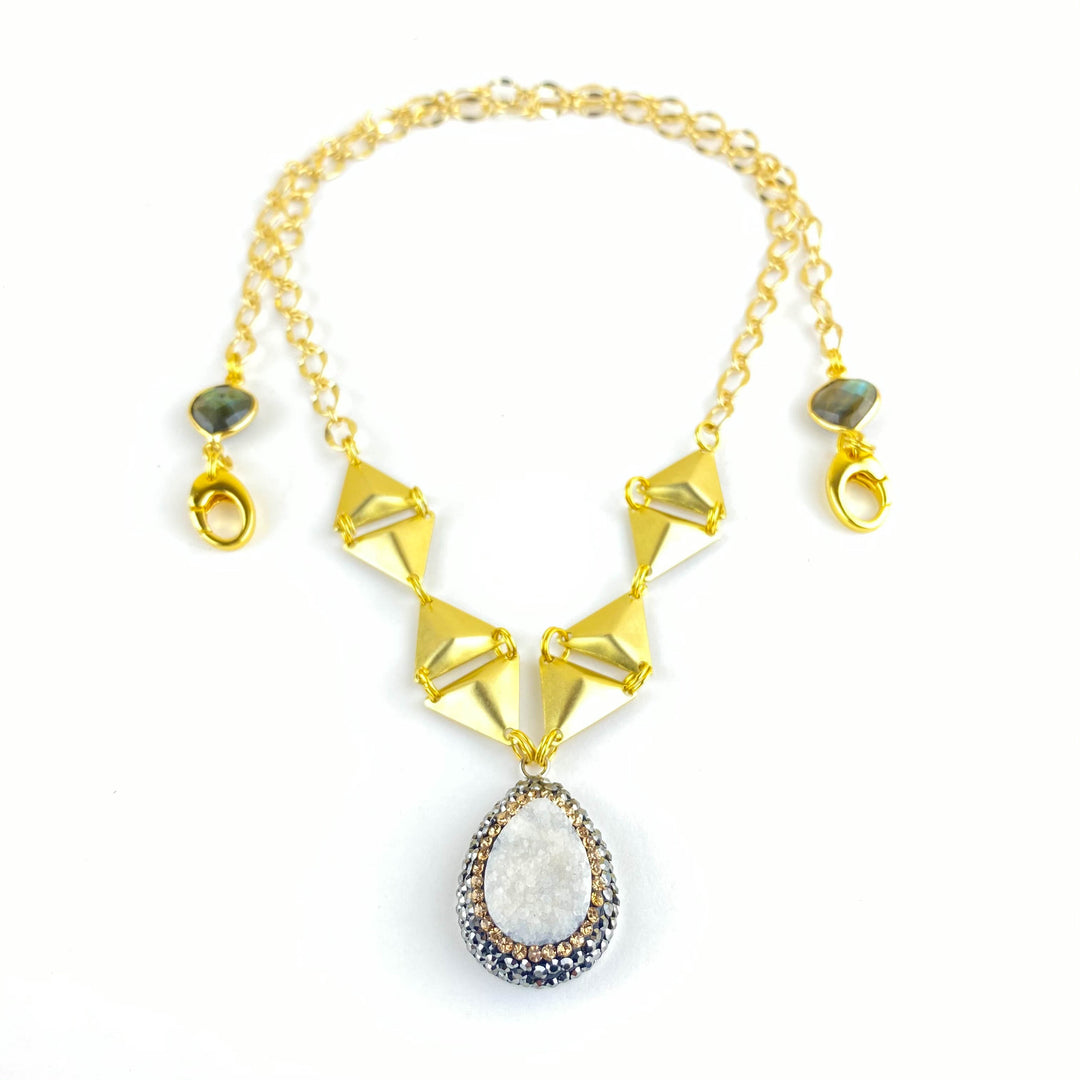 White Druzy Zeta Necklace