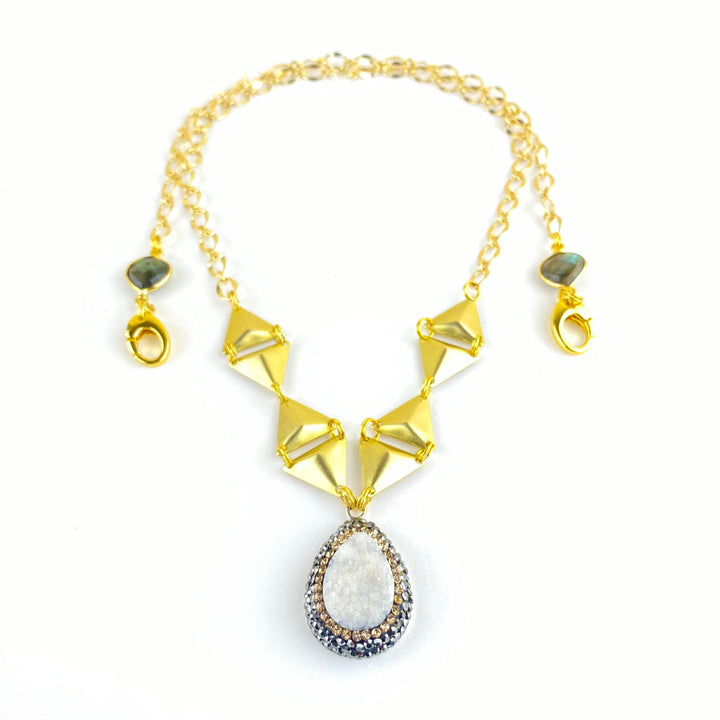 White Druzy Zeta Necklace