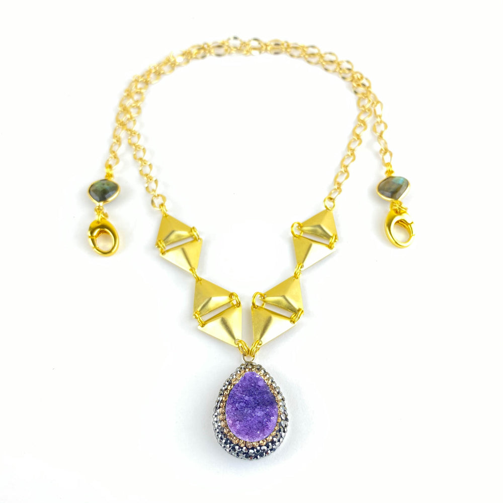 Purple Zeta Druzy Necklace