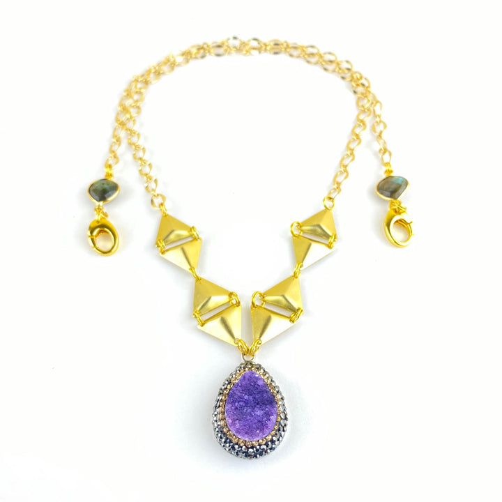 Purple Zeta Druzy Necklace