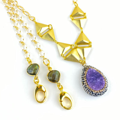 Purple Zeta Druzy Necklace