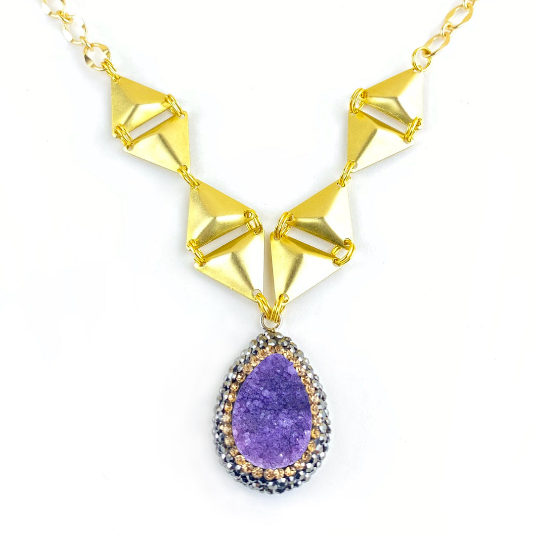 Purple Zeta Druzy Necklace
