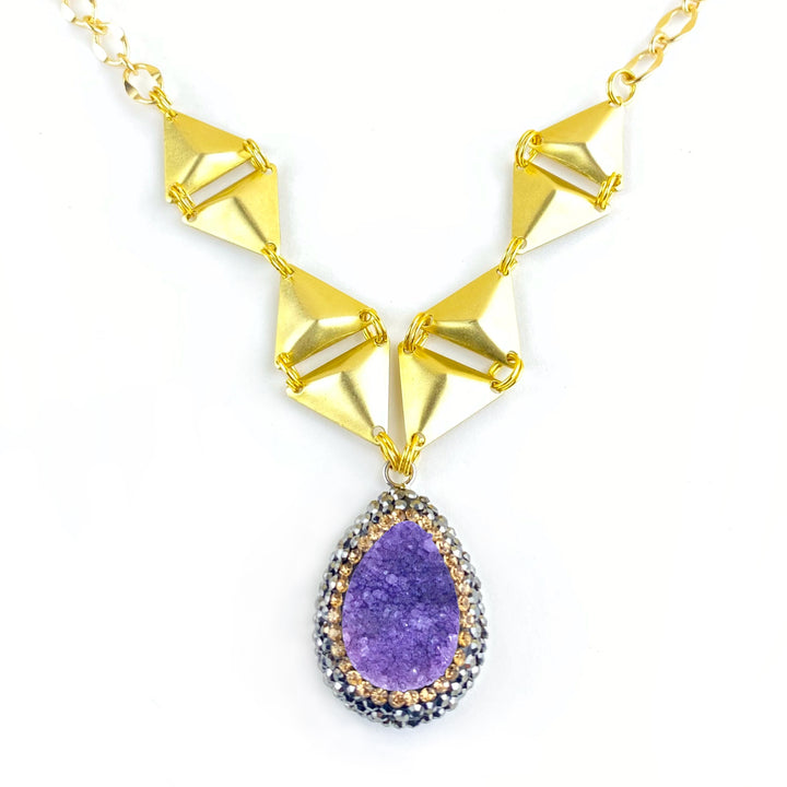 Purple Zeta Druzy Necklace