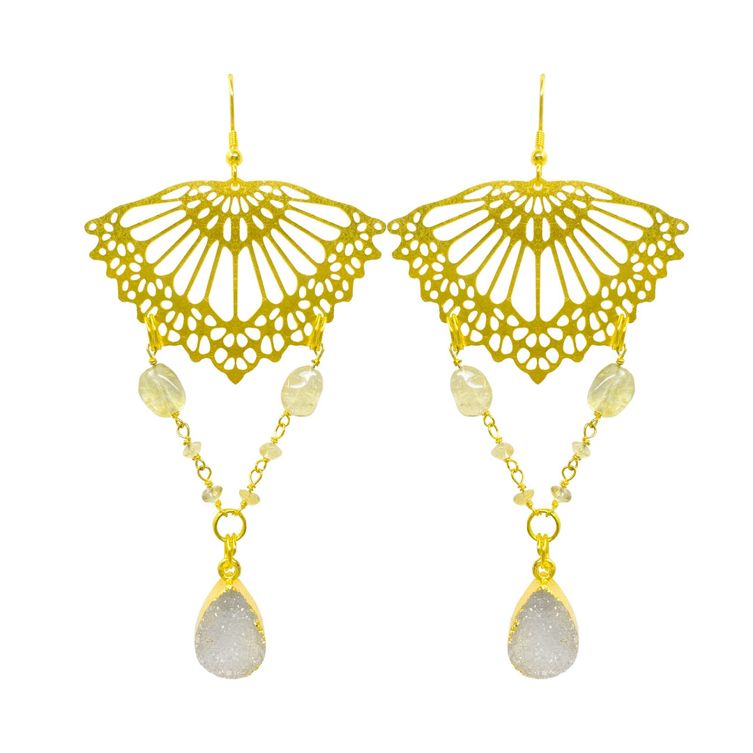 Citrine Snow Vela Earrings - yayahdesigns
