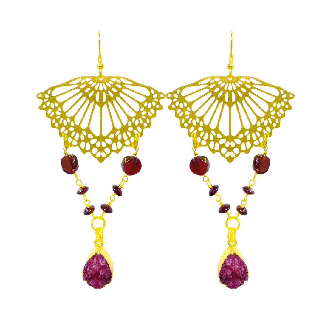Royal Red Garnet Vela Earrings - yayahdesigns