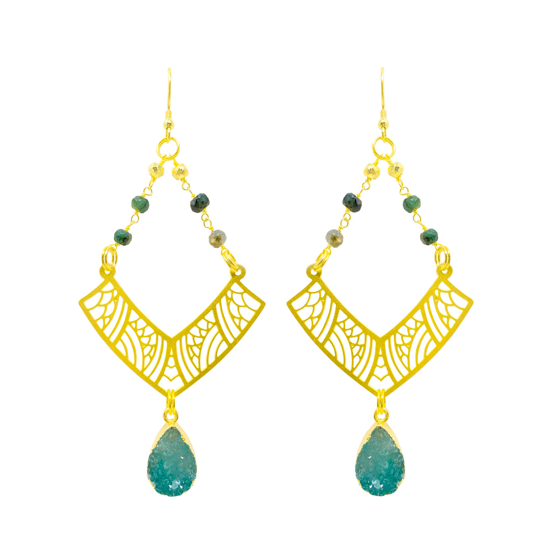 Emerald Pyrite Lynx Earrings - yayahdesigns