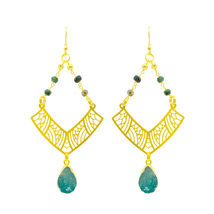Emerald Pyrite Lynx Earrings - yayahdesigns