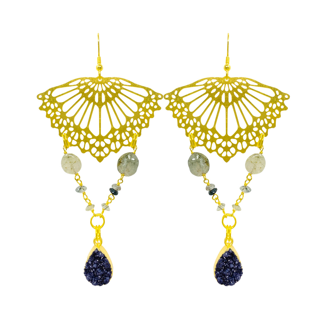 Midnight Quartz Vela Earrings - yayahdesigns