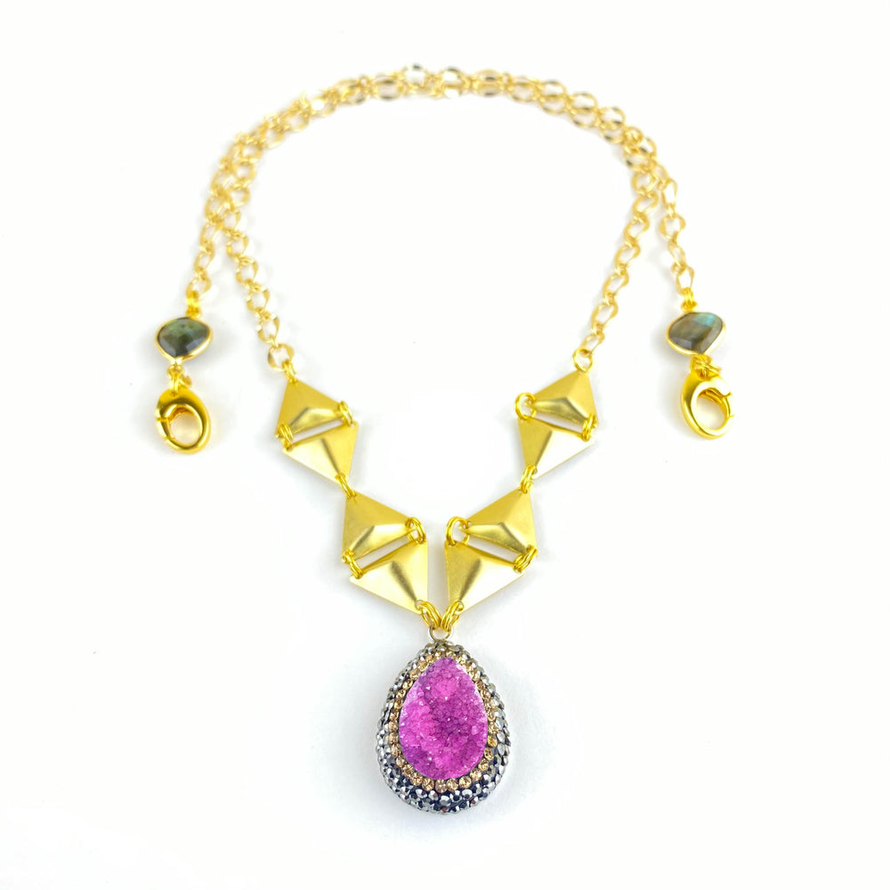 Pink Zeta Druzy Necklace