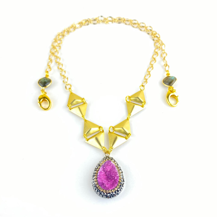 Pink Zeta Druzy Necklace