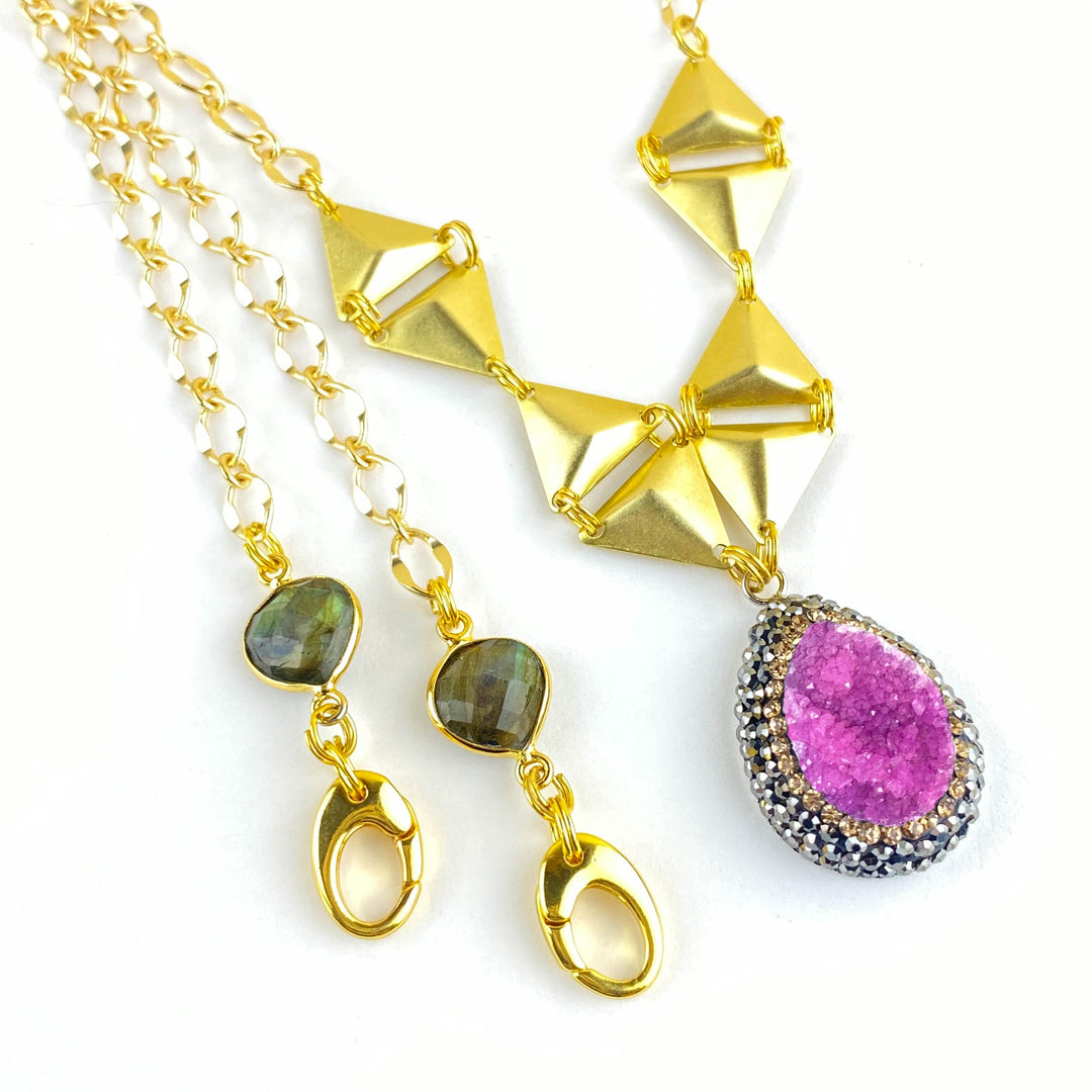 Pink Zeta Druzy Necklace