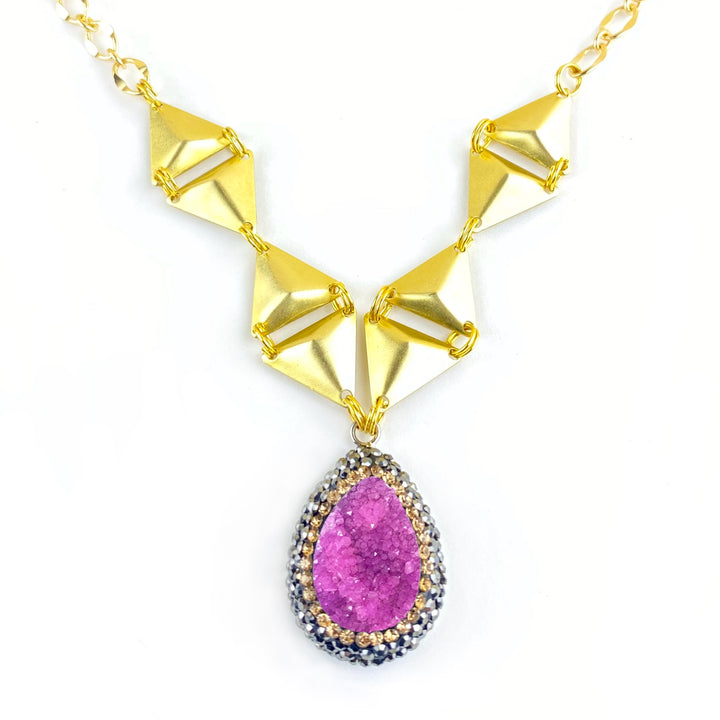 Pink Zeta Druzy Necklace