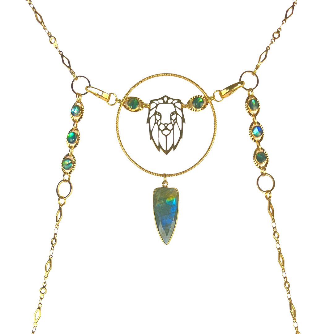 Gold Abalone & Labradorite Lion Body Chain