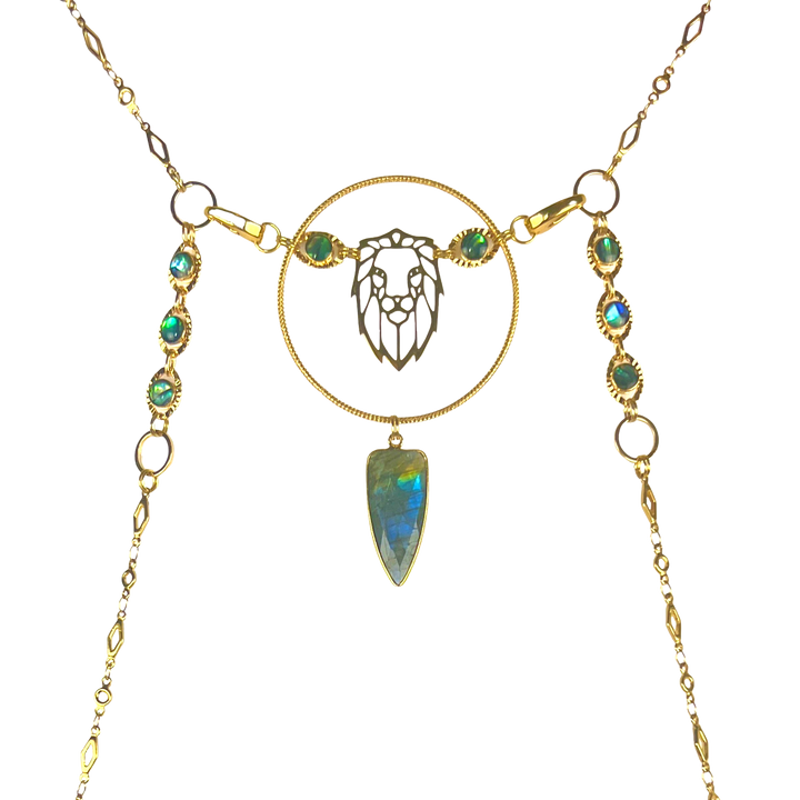 Gold Abalone & Labradorite Lion Body Chain