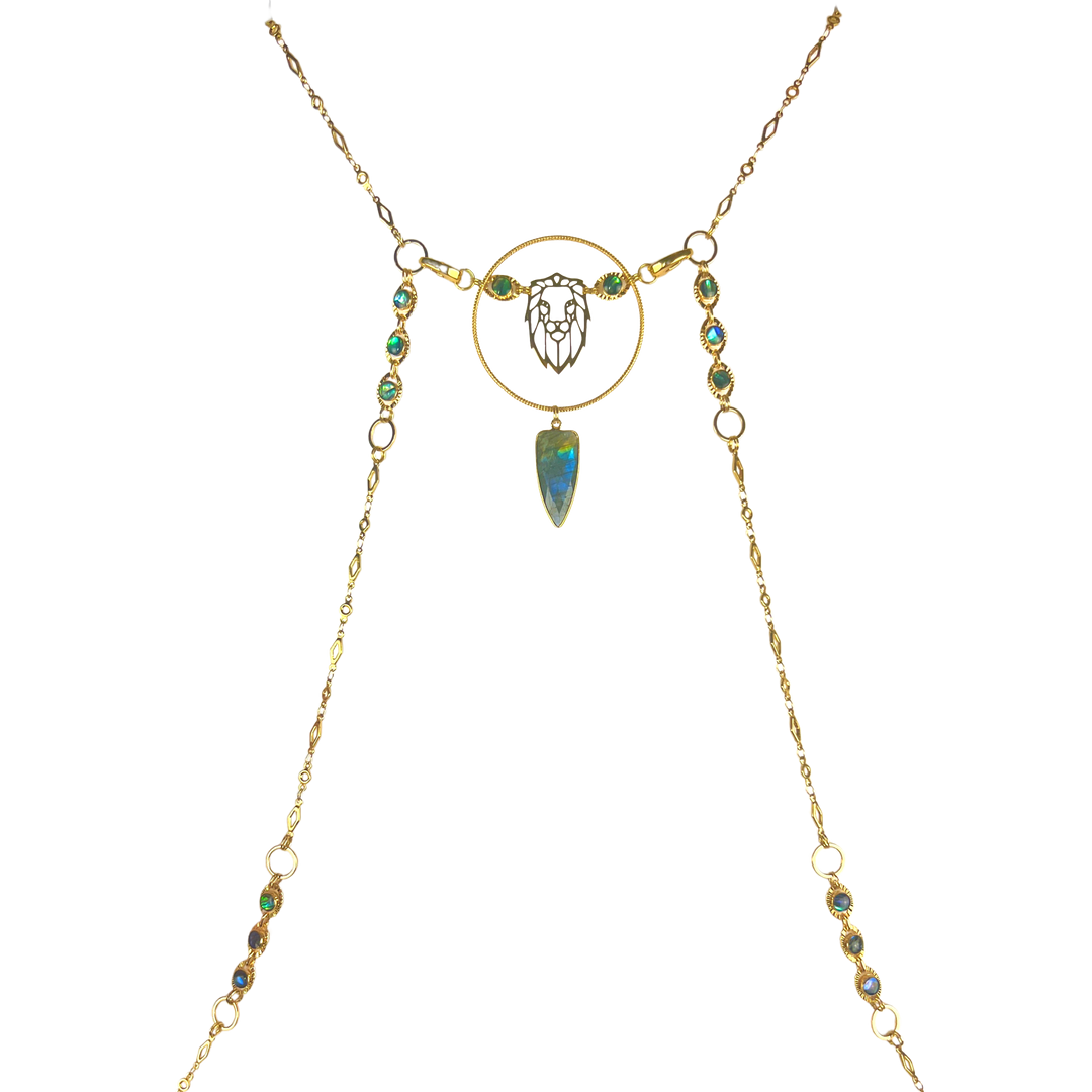 Gold Abalone & Labradorite Lion Body Chain