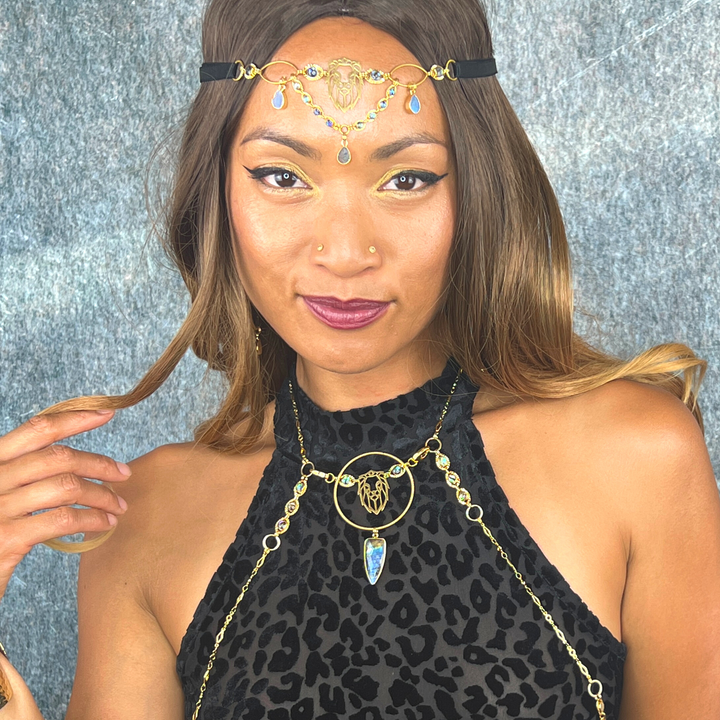 Gold Abalone & Labradorite Lion Body Chain