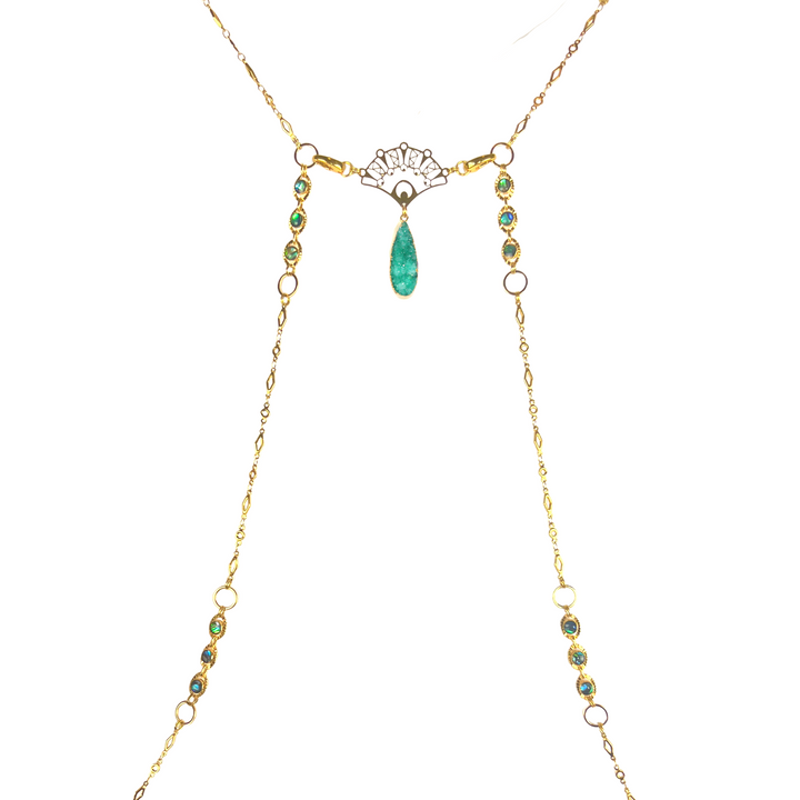 Green Druzy & Abalone Body Chain