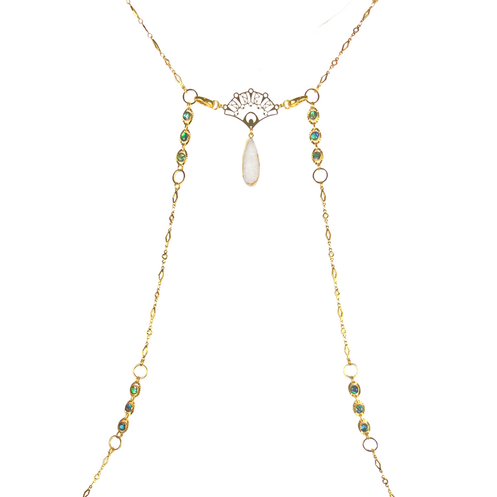 White Druzy & Abalone Body Chain