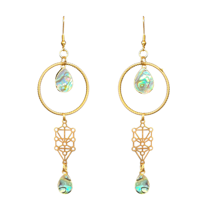 Hoop Shell Sefirot Drop Earrings